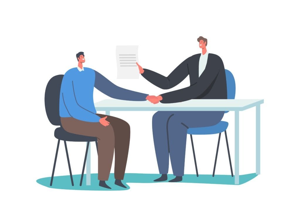 Two men shaking hands indicating a deal / business deal