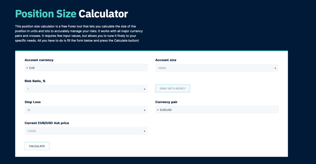 Earn Forex Lot Size Calculator