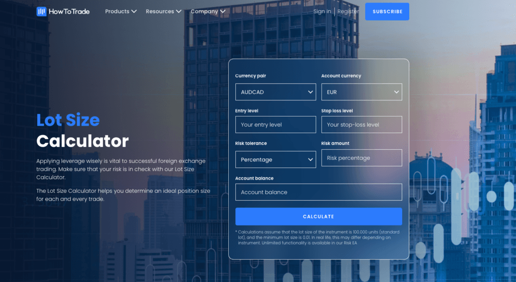 HowtoTrade Lot Size Calculator