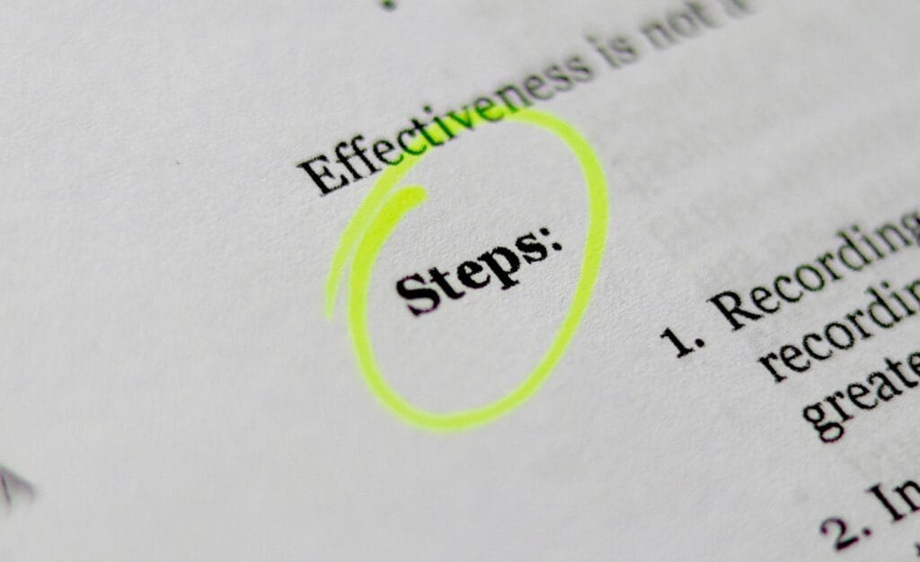 Steps image showing steps highlighted in a book